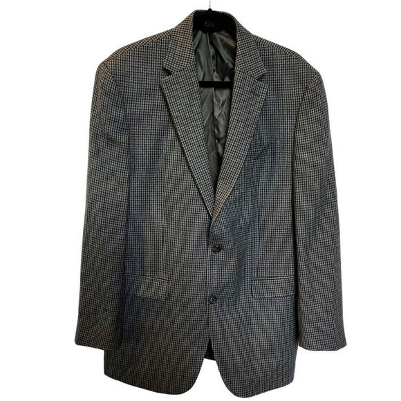 Beautiful Lauren Men's Wool Sport Coat Blue/Black Houndstooth size 40L - Picture 2 of 10